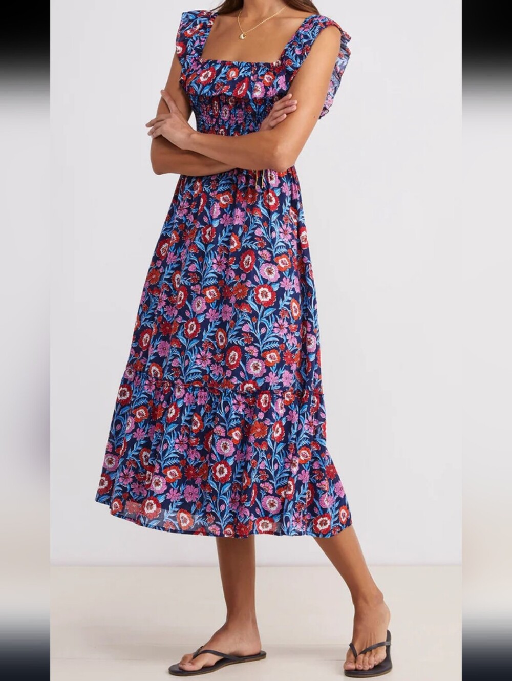 Vineyard Vines - Tisbury Floral Smocked Midi Dress